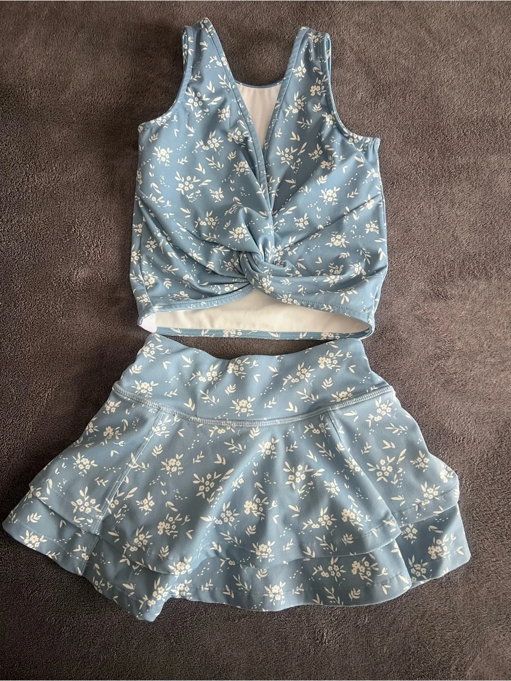 ❤️SweetHoney Blue Floral Skirted Set, GUC